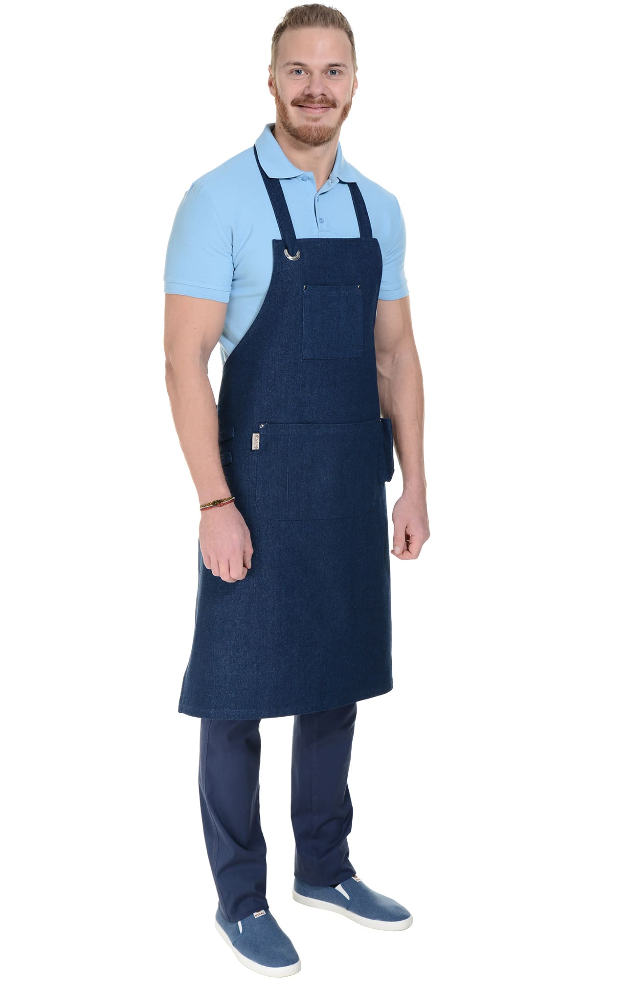 60341 Фартук " DENIM" с нагрудником dark blue (темно-синий) RICON  Одежда для официантов  размер  - Вид №4