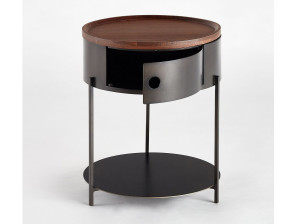 Металлическая круглая прикроватная тумбочка