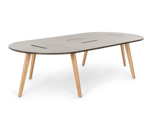Ламинированный овальный стол для совещаний с системой кабельной втулки