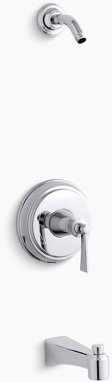 KOHLER Клапан для ванны и душа Archer Rite-Temp с рычажной ручкой и изливом, без насадки для душа K-TLS11077-4-CP  - Вид №1