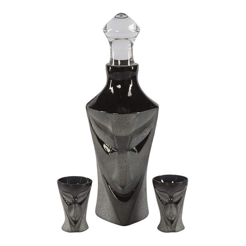 4207 Подарочный набор чёрной хрустальной посуды «Люцифер». Maleras 