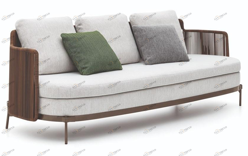 Minotti 3-х местный тканевый садовый диван Tape cord outdoor sun-id-1380104