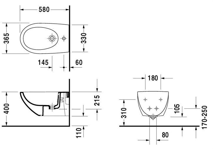 253115 Биде подвесное Architec Duravit - Вид №1