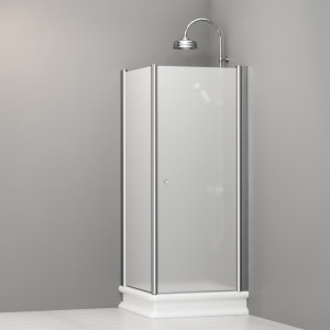 9161S0 Душевая кабина SX с распашной дверью и фиксированной боковой частью для душевого поддона 80x80 квадрат, цвет Хромированный Kerasan RETRO Италия