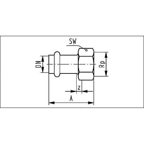 618270G2234 SANHA 18270G пр.-фит. нерж., упл.фитон муфта переходная ВПр-ВР 22x3/4 мм  - Вид №1