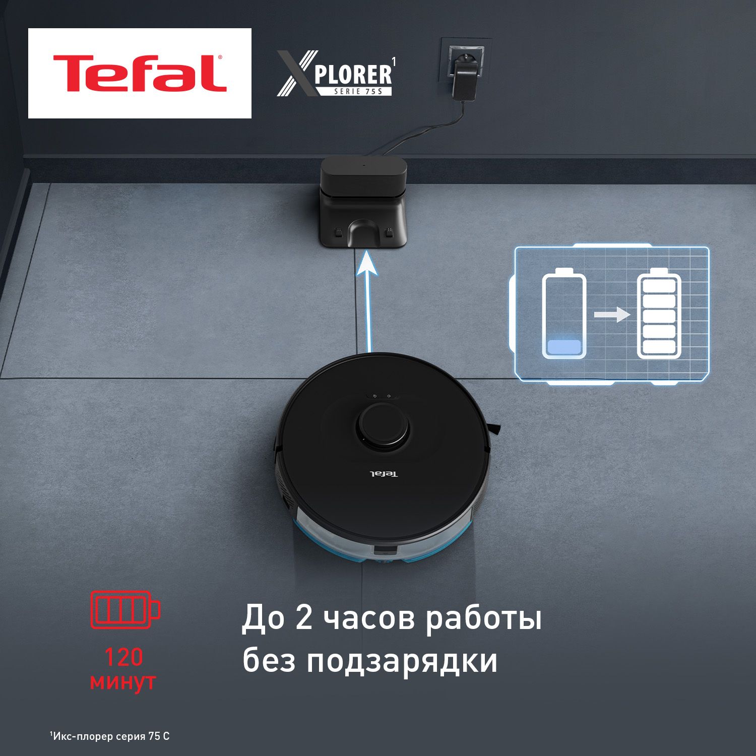 5466527 Робот-пылесос Tefal X-plorer Serie 75 S RG8575WH черный STDN-0031611 - Вид №15