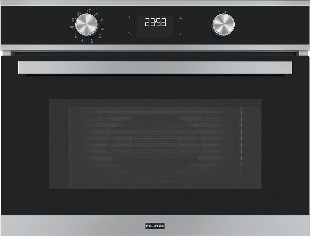 131.0606.103 Better, электрический компактный духовой шкаф с свч, 595х455х554, серия smart, 40л, 7 функций, автоматическое приготовление(5 программ), жк дисплей с сенсорным управлением, нержавеющая сталь/черный Franke Franke Smart 
