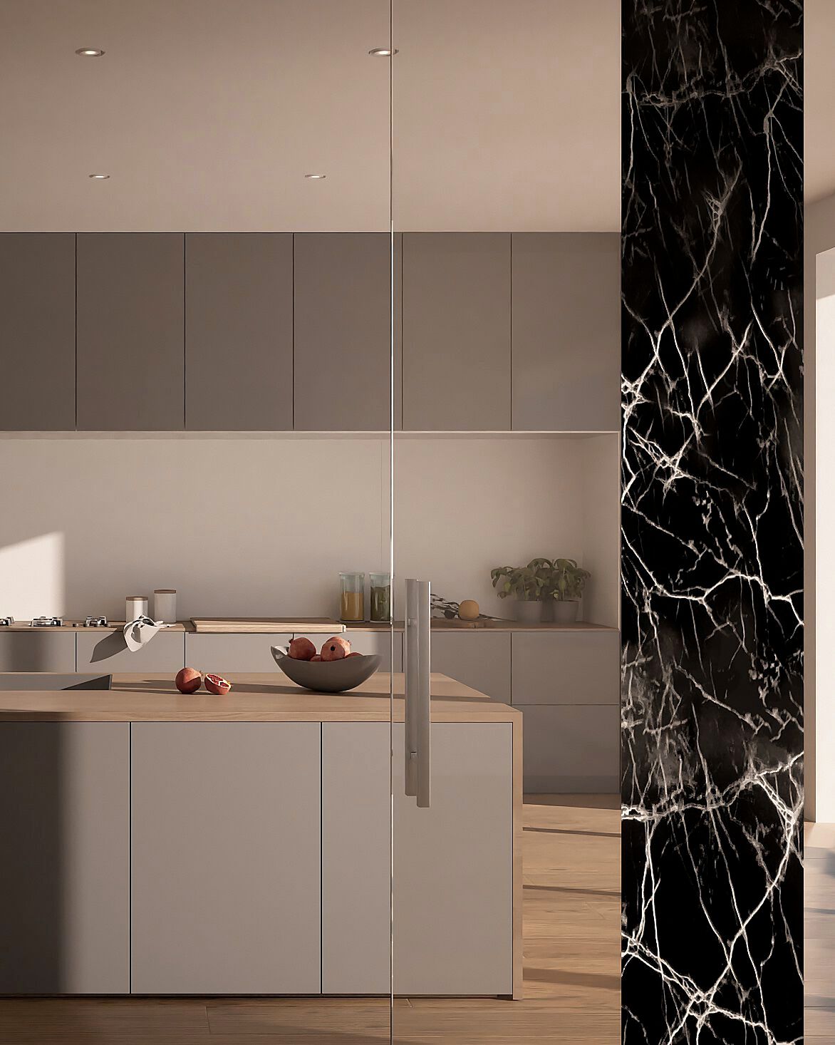 Раздвижная стеклянная дверь с мраморной вставкой DIERRE Lucenti ARCH-00109033 - Вид №1