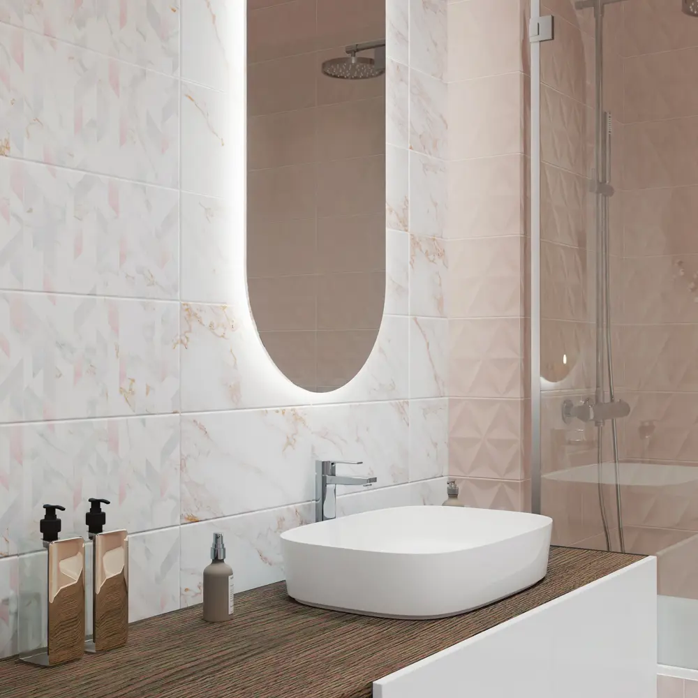 KREAFORTA Mersey Mono — розовая матовая плитка для стен 20×40 см 89405701 STLM-1575094 - Вид №4