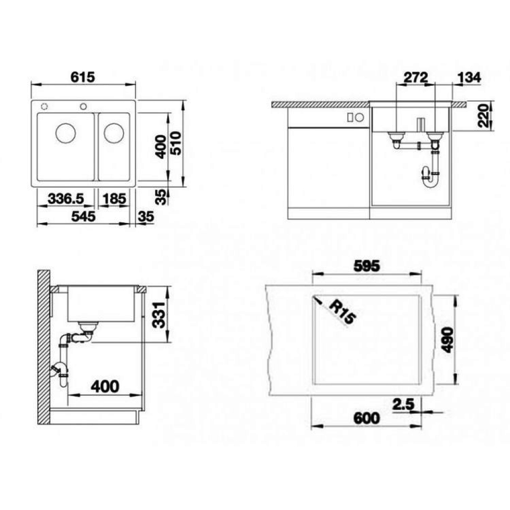 521698 Кухонная мойка Blanco Pleon 6 Split кофе  Blanco Pleon Кофе - Вид №6
