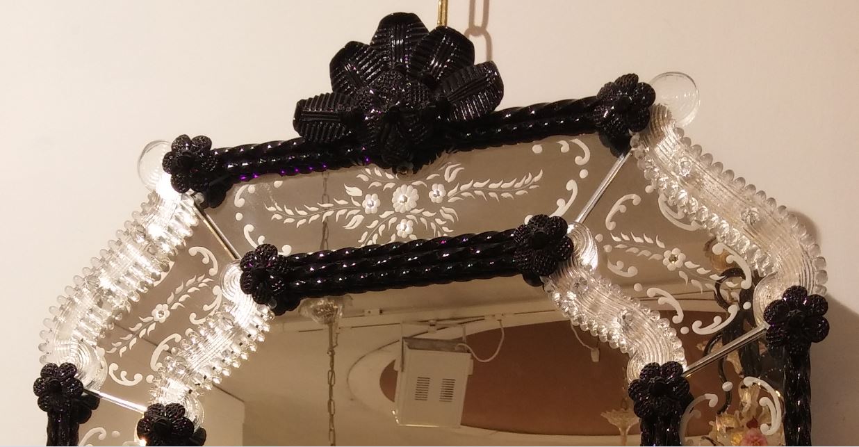 1780 ORIGINALMURANOGLASS Венецианское зеркало Чёрная Принцесса - муранское стекло  см  - Вид №1