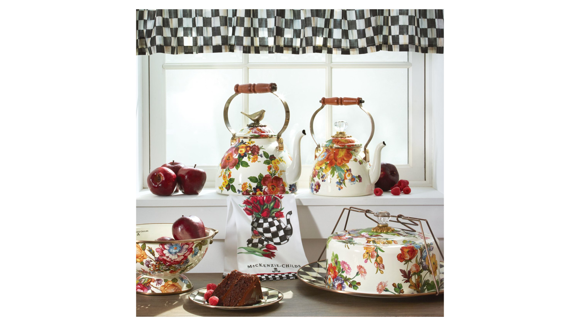 10623718 Mackenzie-Childs Чайник с птичкой 3 литра FLOWER MARKET Сталь  - Вид №1