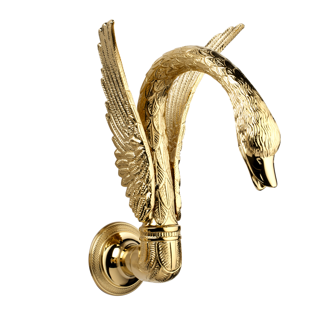 C46-3WS1 C46-3WS1 Излив на ванну настенный Пылающий лебедь Cristal & Bronze CYGNE FLAMANT  - Вид №1
