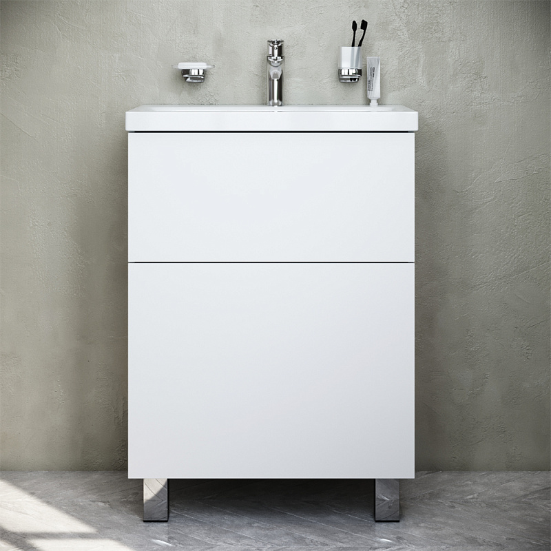 M90FSX06022WG32 База под раковину напольная 60 см 2 ящика push-to-open цвет: белый глянец AM.PM Gem