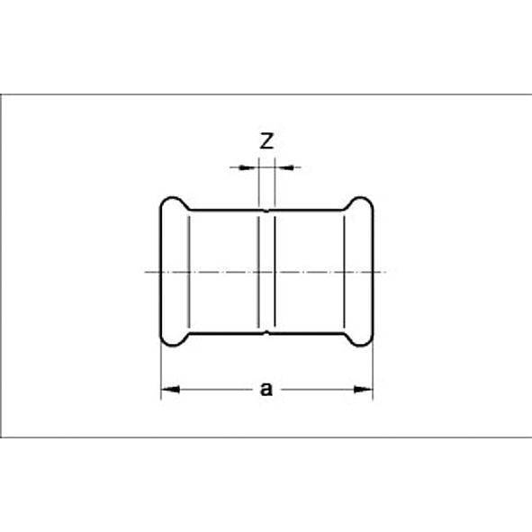 11027054 SANHA 10270 пресс-фитинг газ, медь, муфта ВПр-ВПр 54 мм  - Вид №1