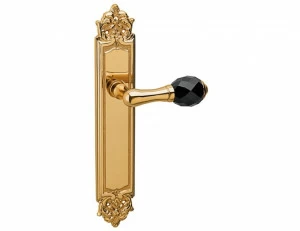 0A3840.N00.71 Дверные ручки на накладках с черным кристаллом сваровски Античное серебро