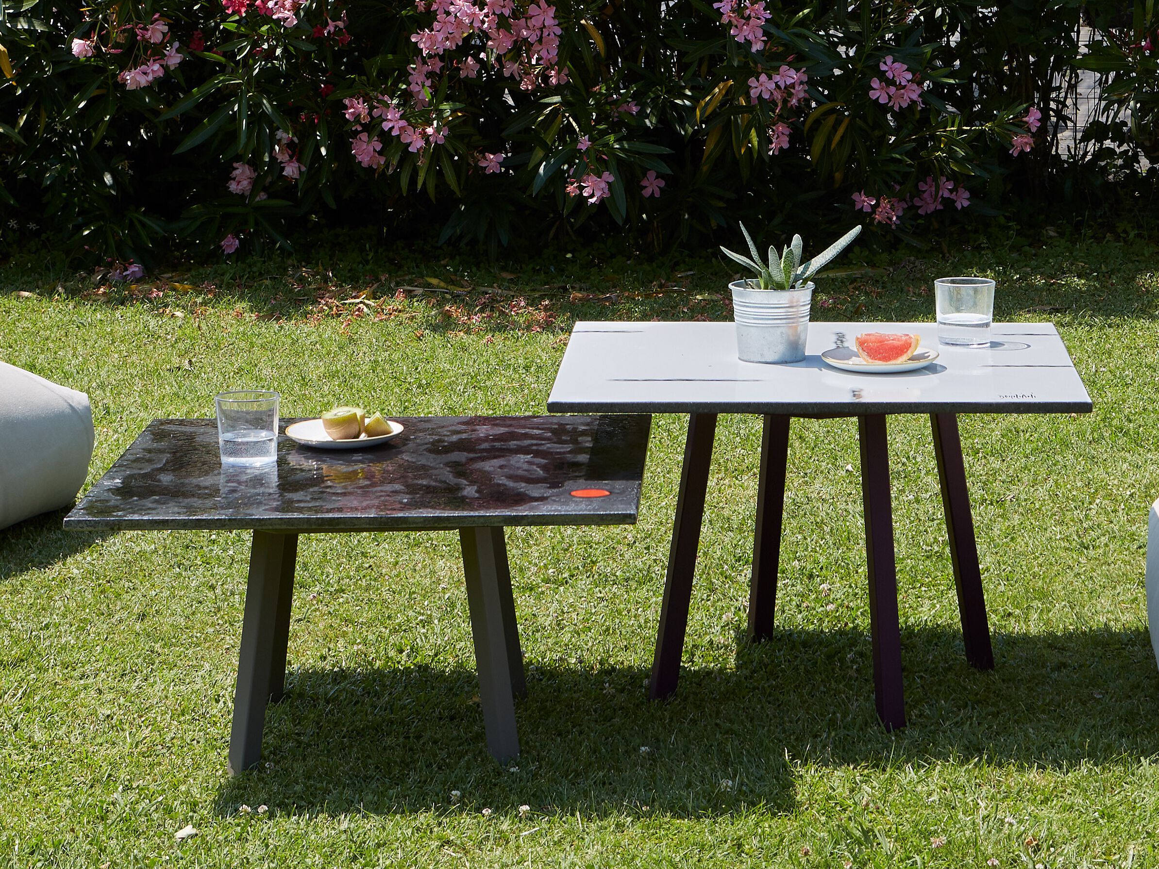 Журнальный столик из фаянса и нержавеющей стали DOMIZIANI современный ARCH-00061734