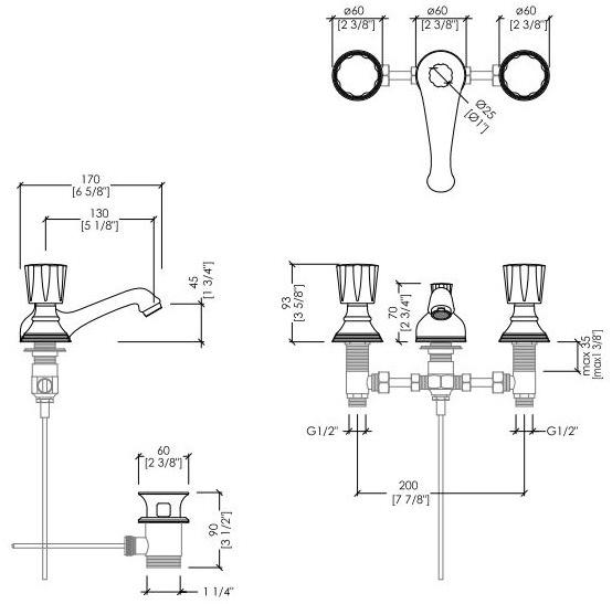 Devon&Devon Смеситель для раковины на 3 отверстия Morris Ddmr300cr - Вид №1