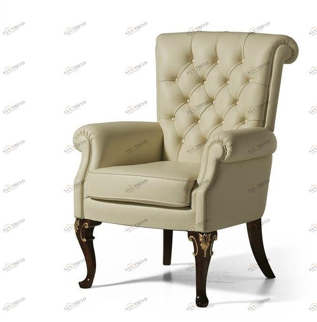 OAK Стеганое кожаное кресло с подлокотниками Galleria sun-id-1367760