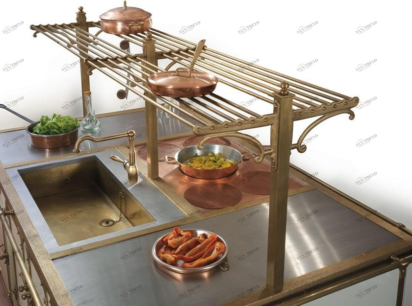 Officine Gullo Полка из полированной латуни для островов sun-id-1362822