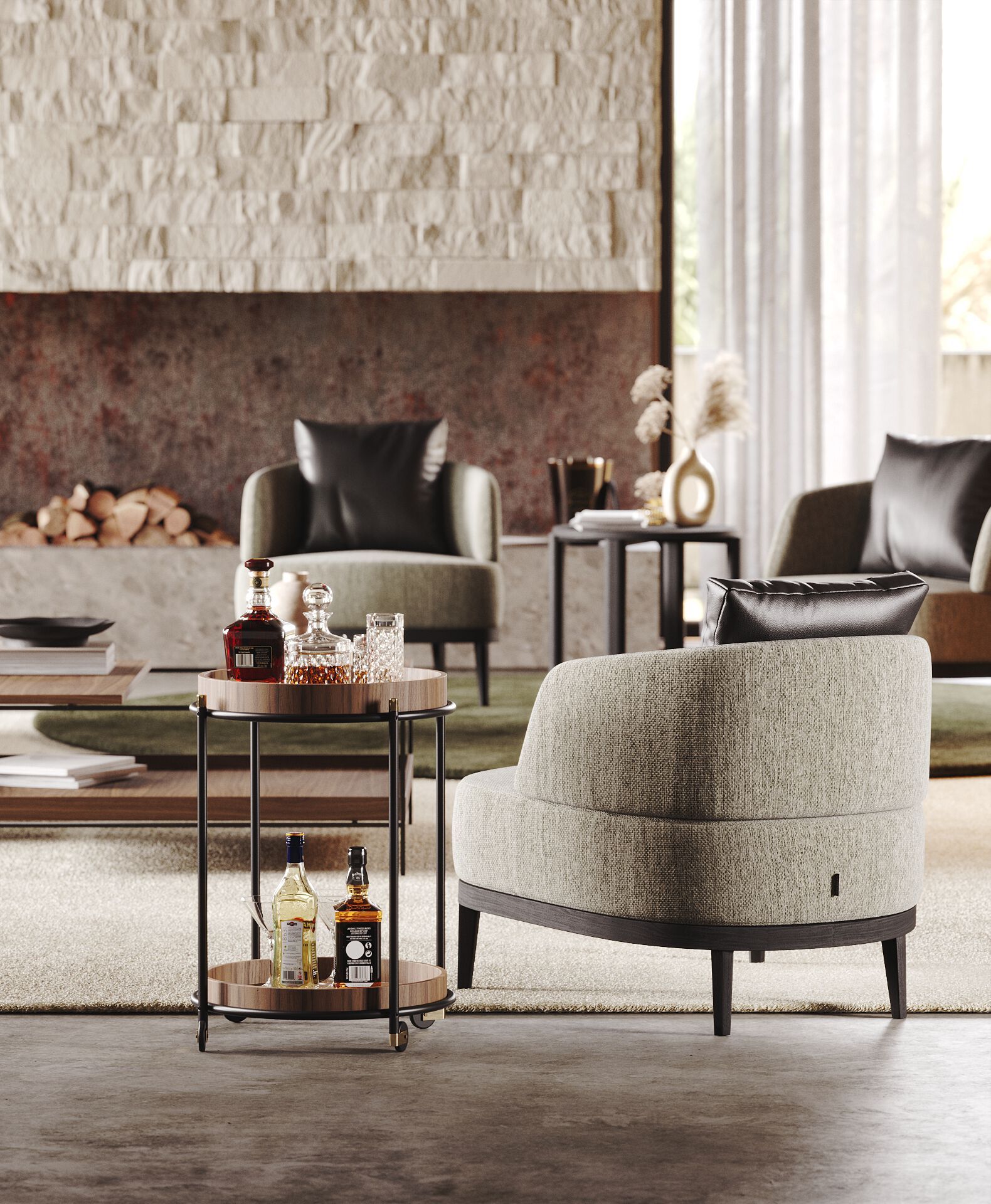 Деревянная и металлическая барная тележка Laskasas Crest ARCH-00131083 - Вид №3