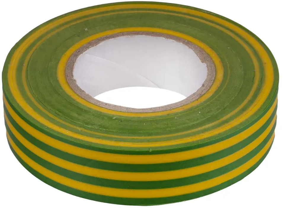 Изолента IEK желто-зеленая для электроизоляции 19 мм 12462915