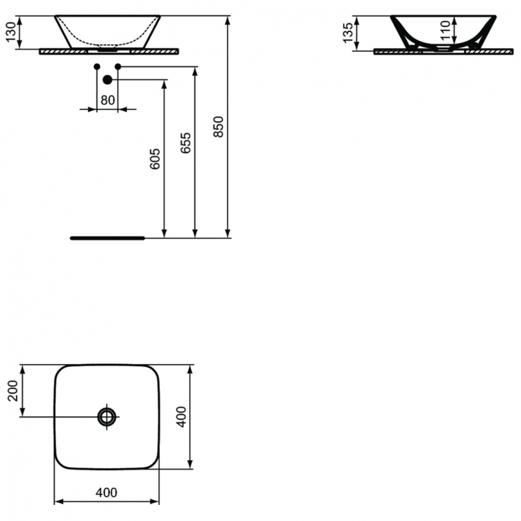 E034701 Раковина 40 см Ideal Standard CONNECT AIR - Вид №21