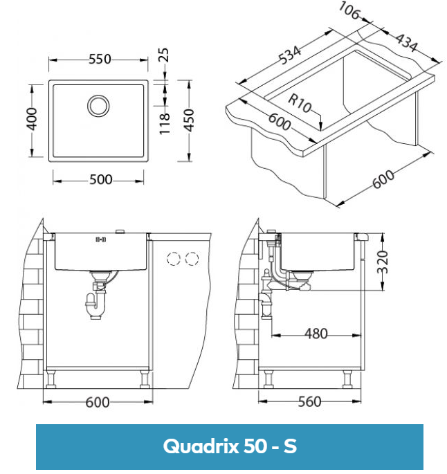 Мойка Alveus Quadrix 50 1102606 - Вид №3