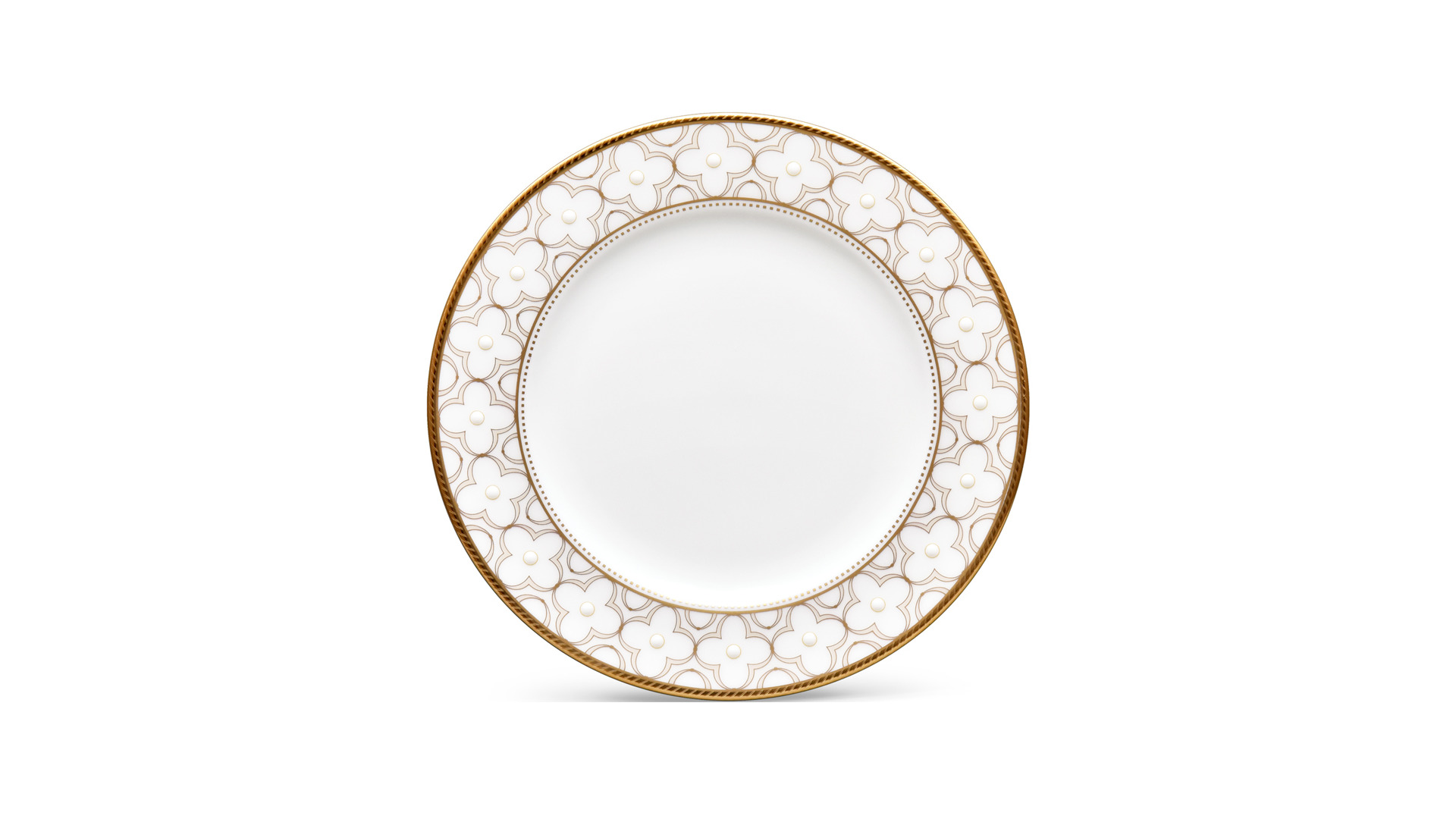 10665465 Noritake Набор из 6 тарелок десертных Noritake "Трефолио,золотой кант" 16,5см Фарфор костяной  - Вид №1