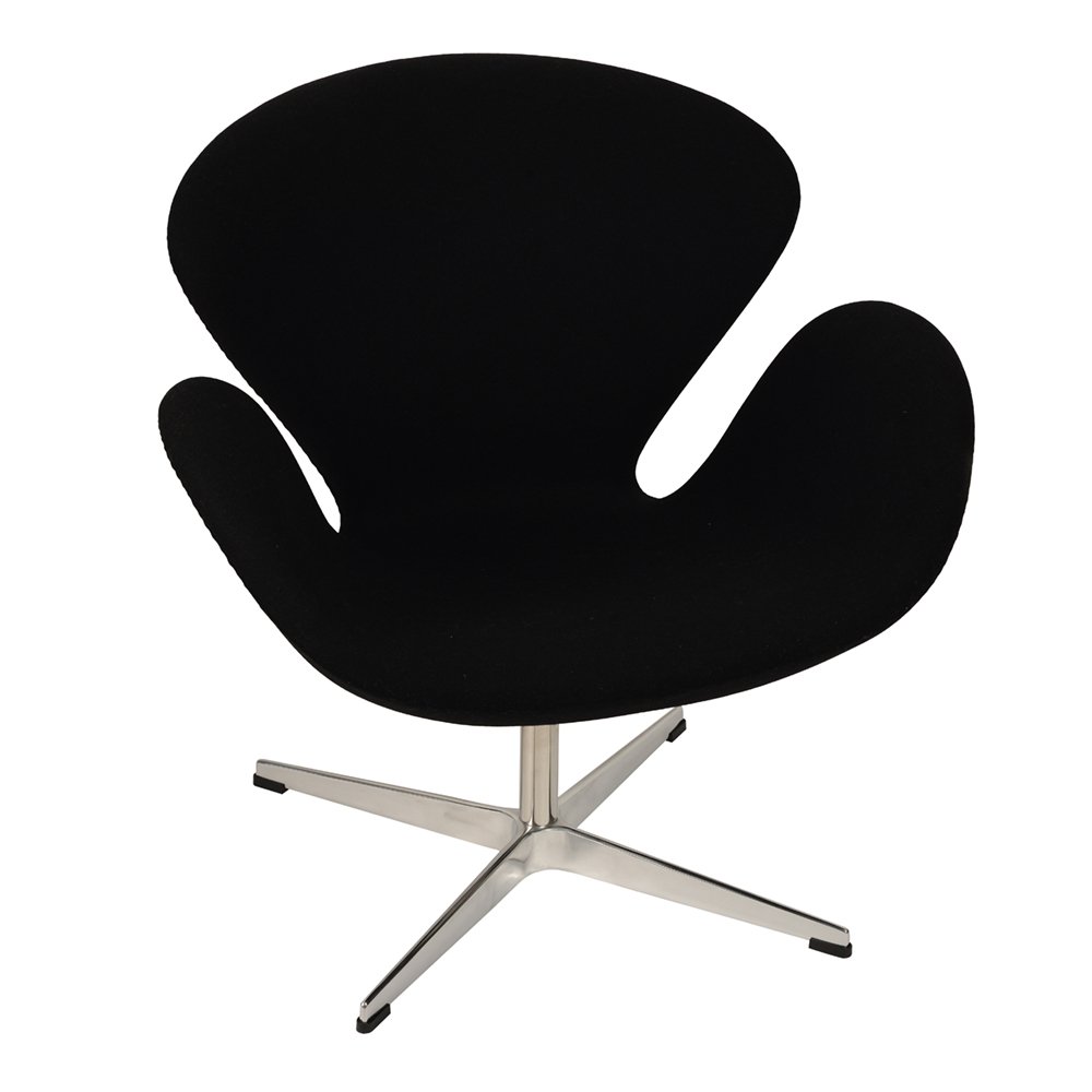 Кресло дизайнерское черная шерсть Arne Jacobsen Style Swan Chair SOHO DESIGN ДИЗАЙНЕРСКИЕ, SWAN 131545 Черный  - Вид №1