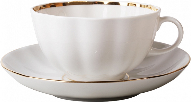 82129 Императорский фарфоровый завод Чашка чайная с блюдцем "Белоснежка" "Тюльпан" Фарфор твердый 