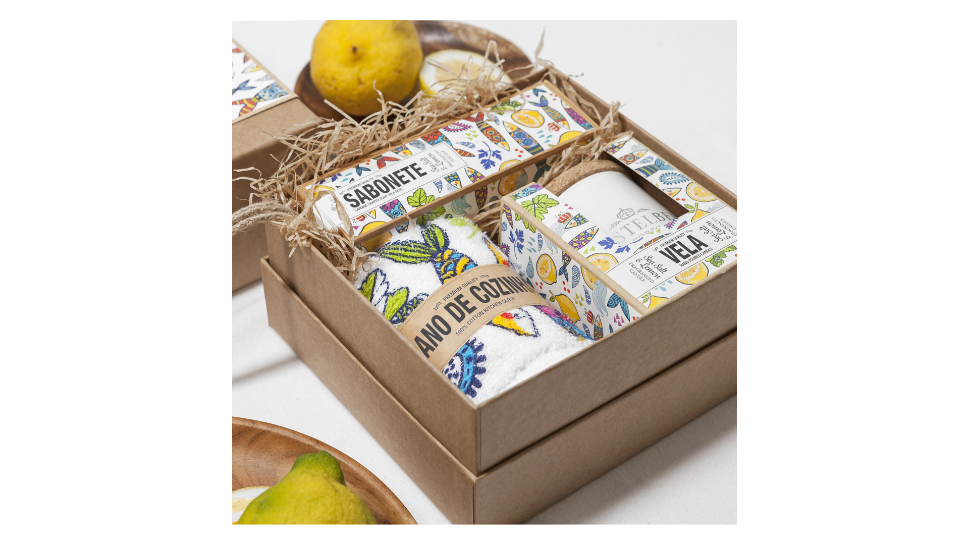 10673714 CASTELBEL Набор ароматический для кухни CASTELBEL Сардины (мыло, свеча, полотенце), 3 предмета, п/к  - Вид №2