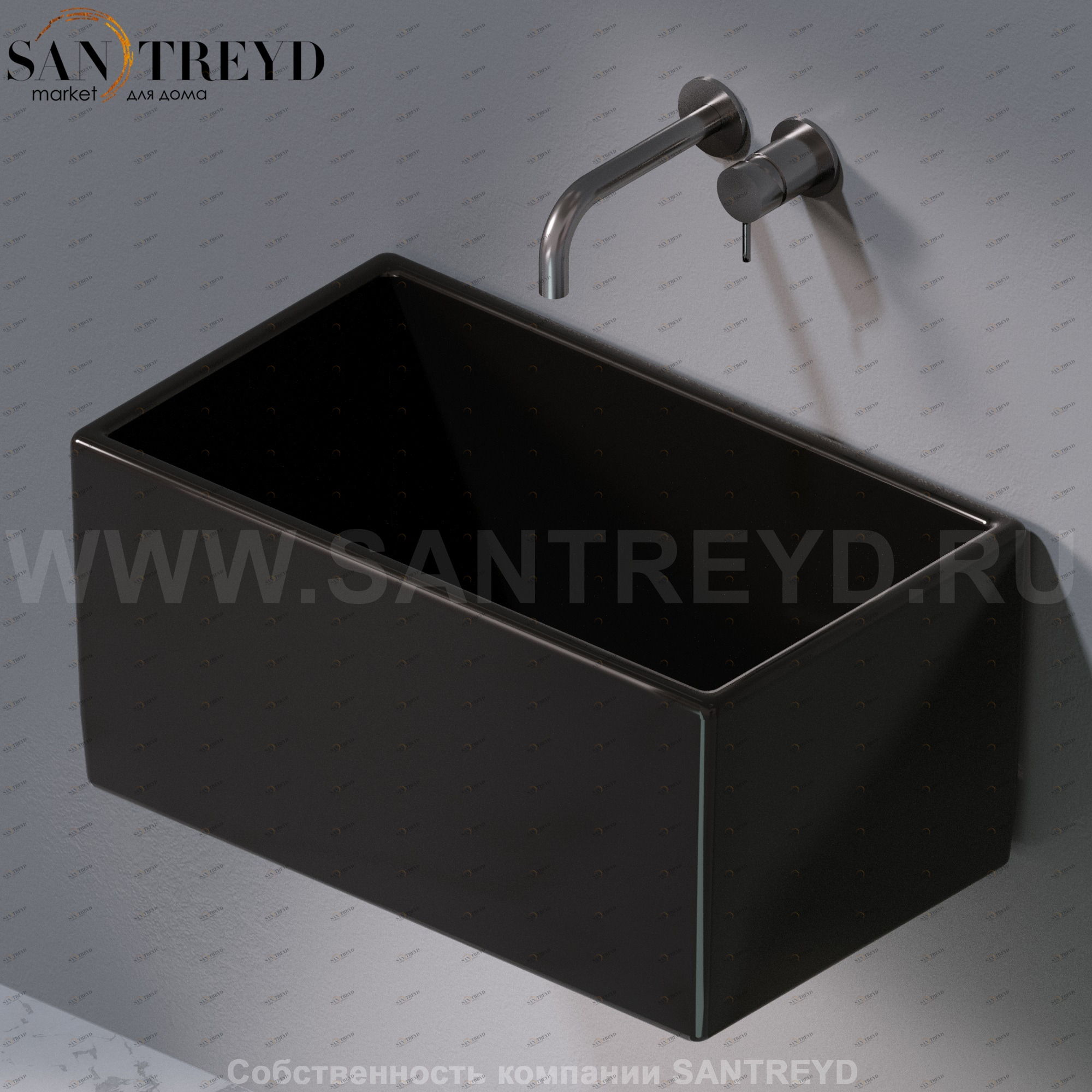 L112104 Подвесная раковина настенная прямоугольная A. e T. Italia Tower черная AeT ITALIA