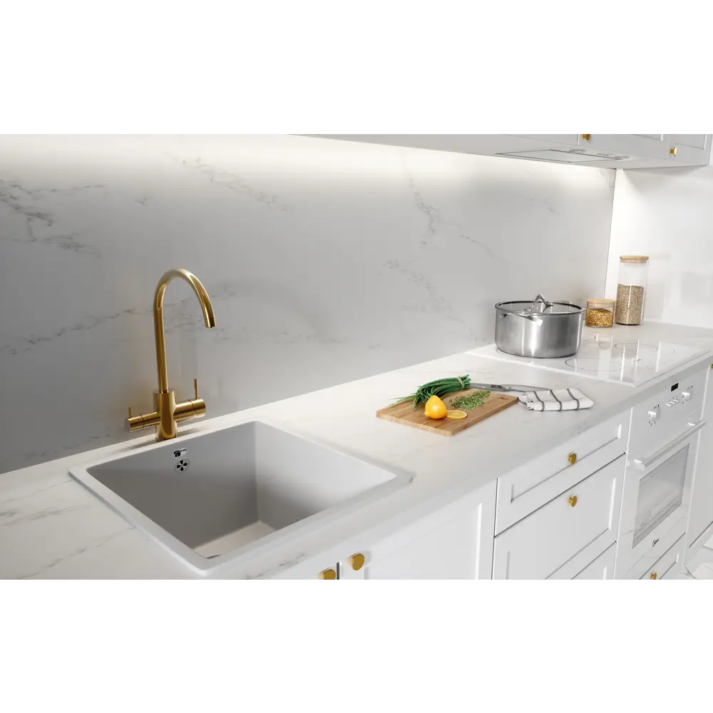 Столешница Молекуль 120x60x2 см искусственный камень цвет белый 84168276 STLM-2014695 Santreyd - Вид №5