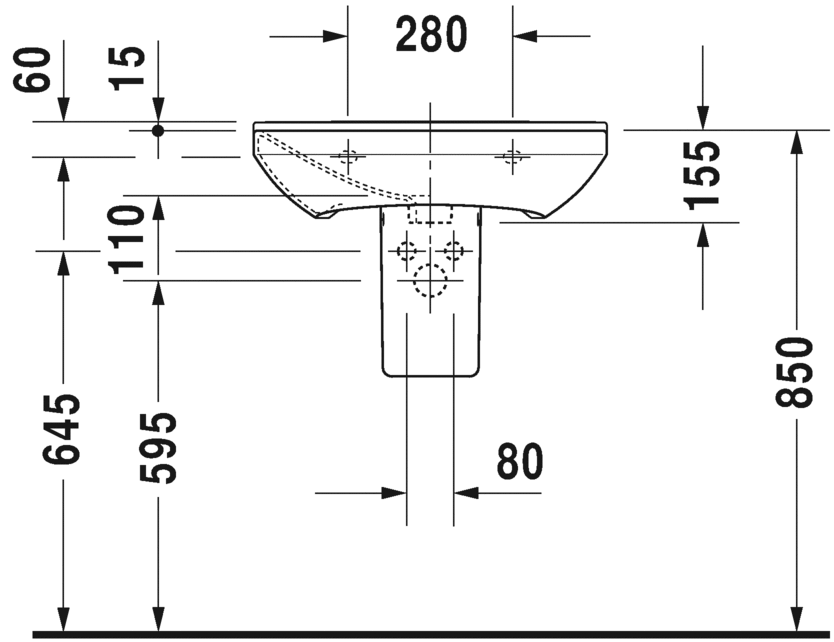 2331600000 Подвесная раковина настенная овальная Duravit P3 Comforts - Вид №5