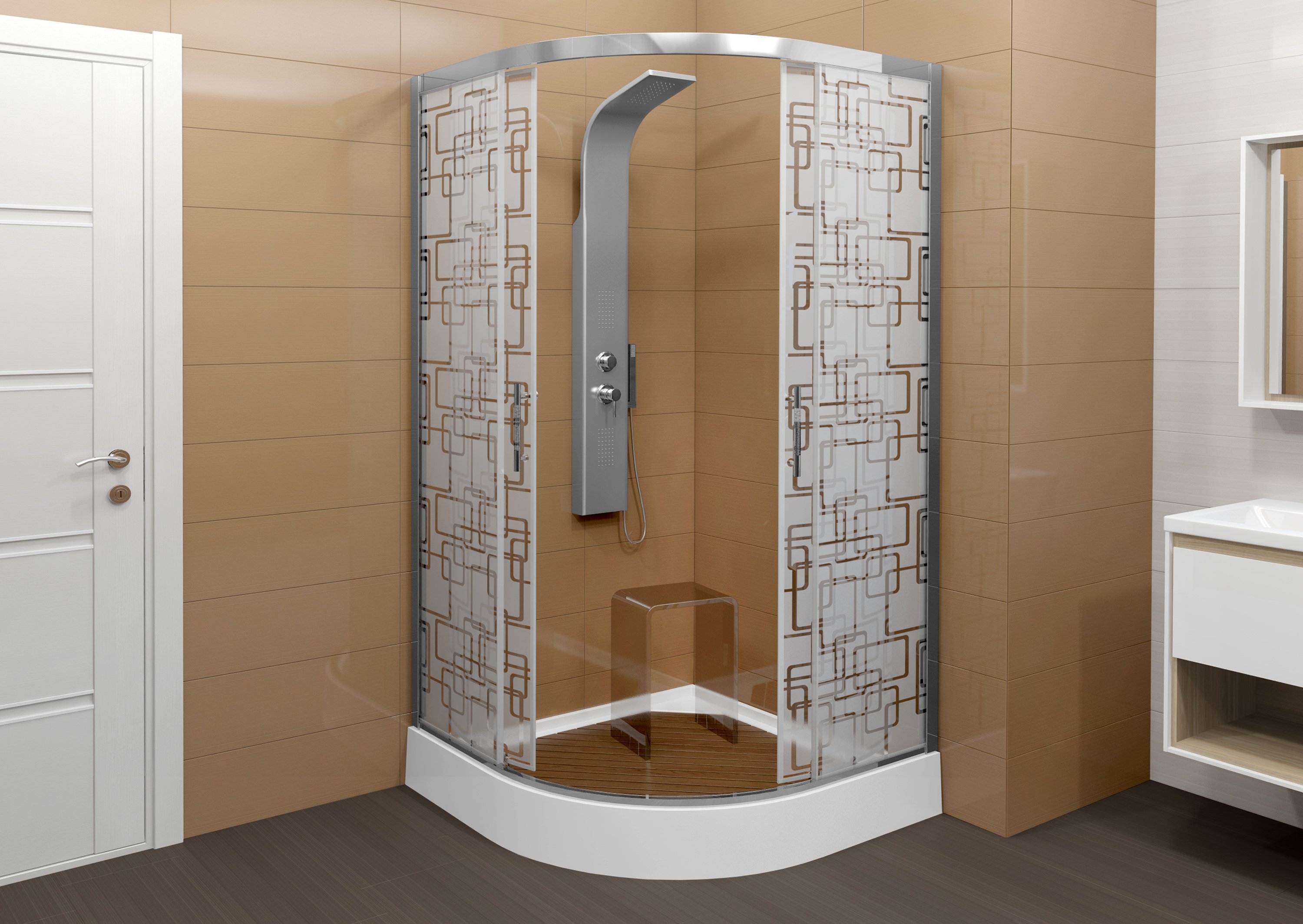 B10S LED BLACK Душевая кабина DETO Серия В Душевое ограждение С 09 - Вид №12