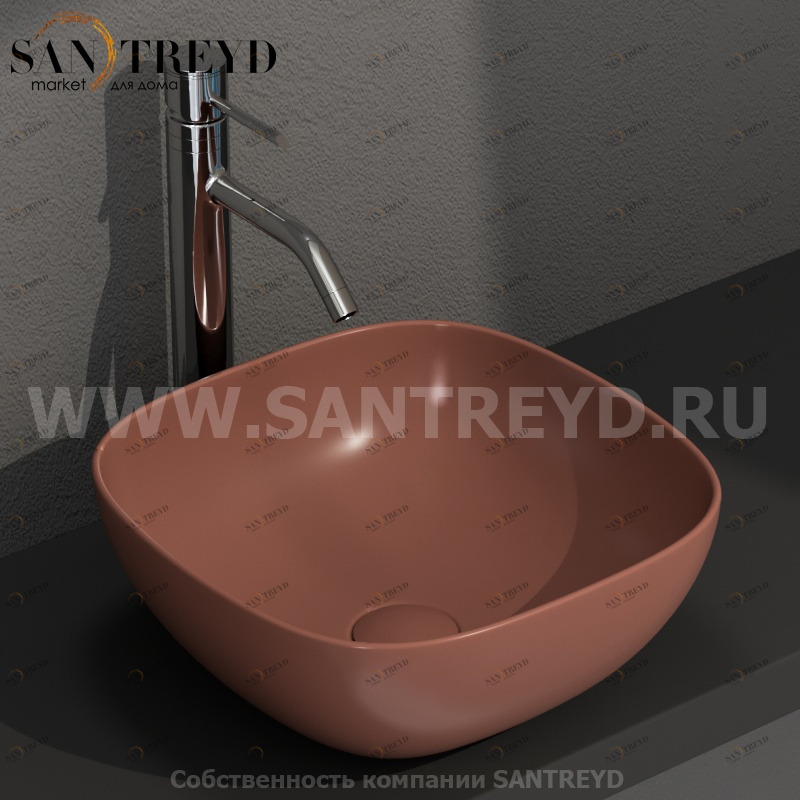 B6Q38MT Накладная раковина на столешницу  квадратная Ceramica Globo T-EDGE