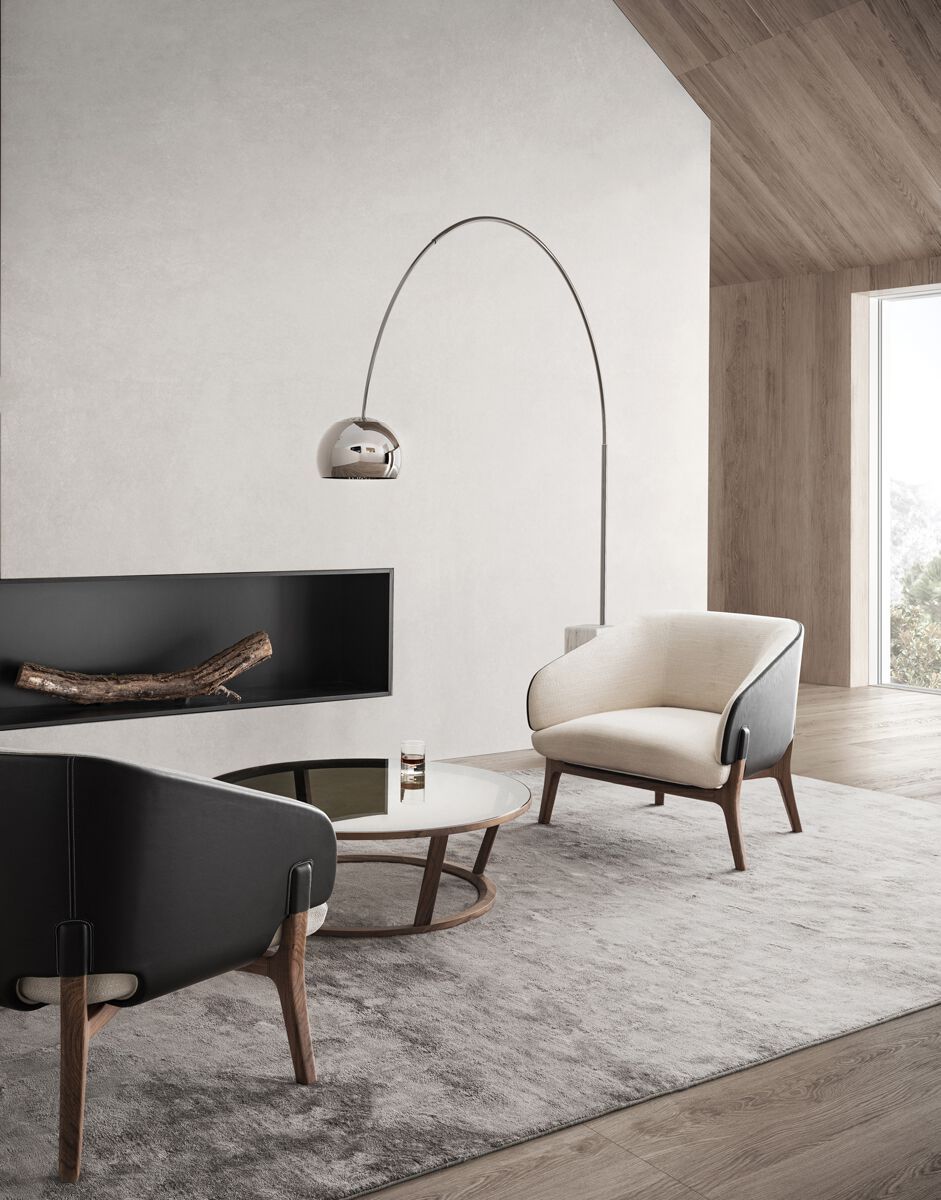 Кресло с подлокотниками из ткани и кожи i 4 Mariani Savile Row ARCH-00075627 - Вид №6