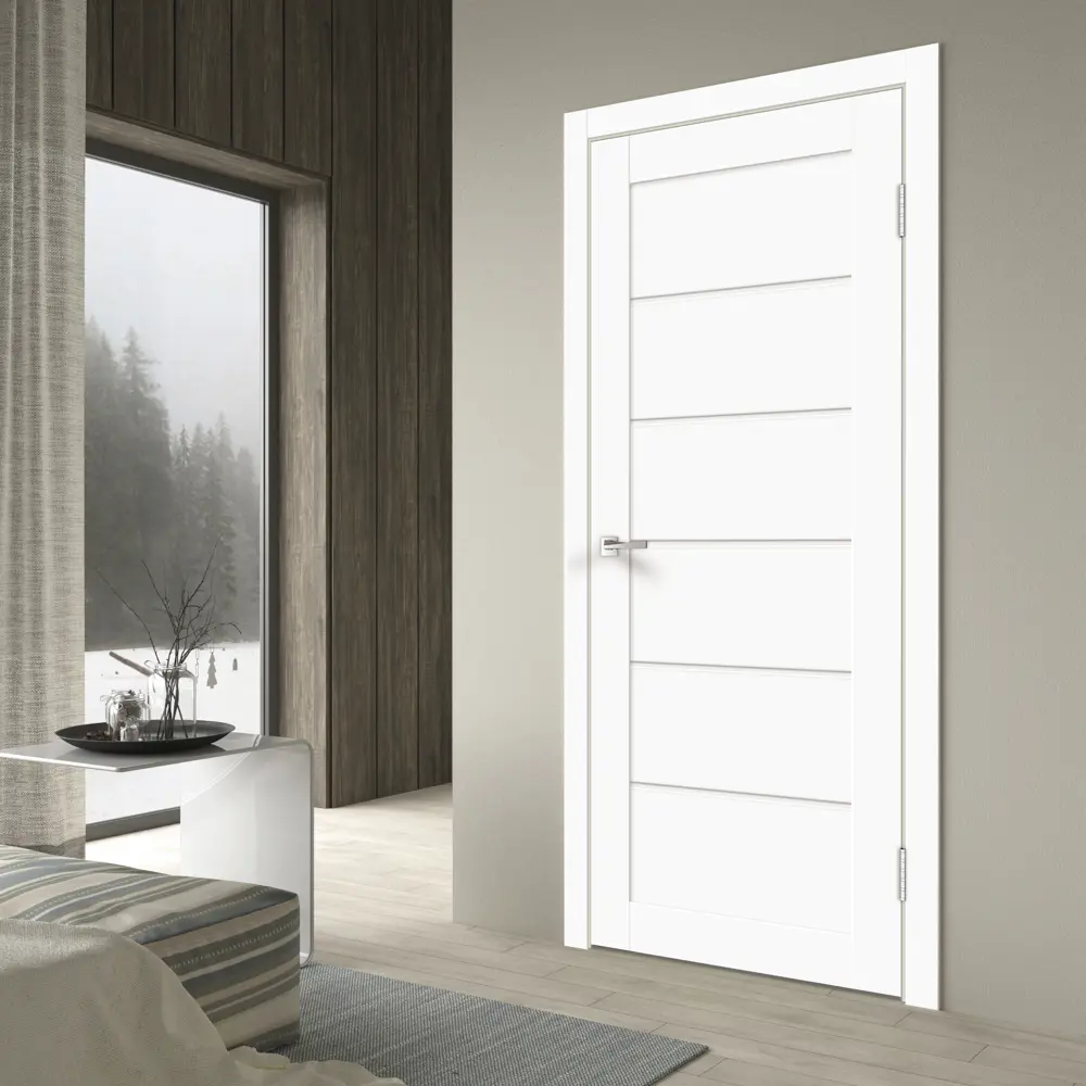 Комплект двери Стэп глухая 80x200 см ПВХ цвет белый с добором 150 мм VELLDORIS STLM-2159857 - Вид №1