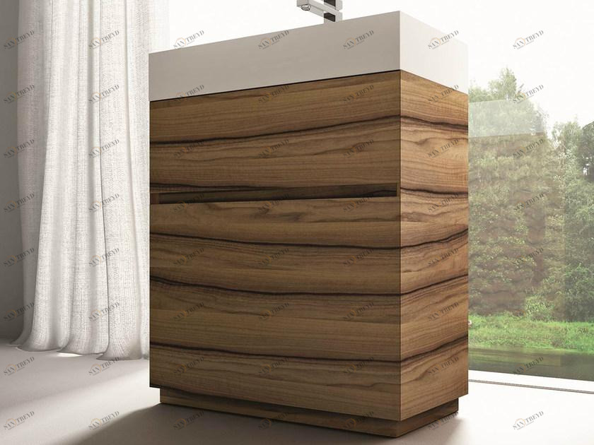 Ideagroup Тумба под раковину из орехового дерева Cubik sun-id-1499482