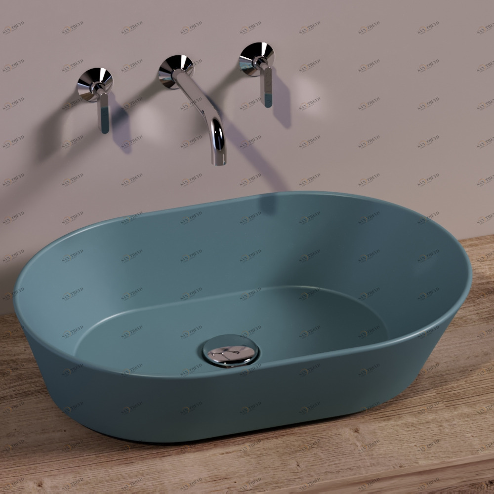 WA02NAVYMATT Накладная раковина на столешницу  овальная Simas 