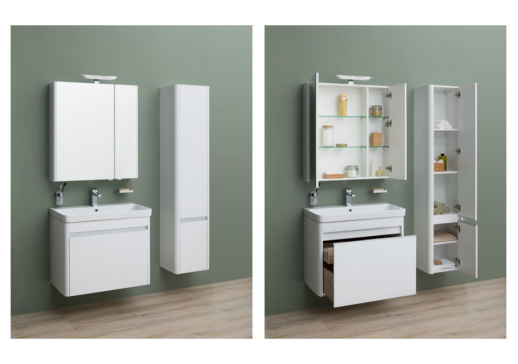 Шкаф-пенал для ванной Aquanet Вилора 40 белый 00196946 - Вид №3