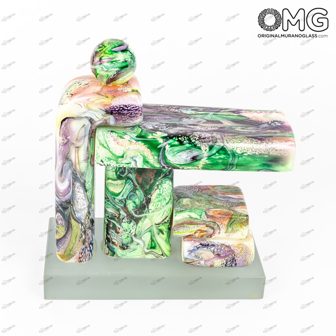 3529 ORIGINALMURANOGLASS Скульптура Библиотека - Пино Синьоретто - муранское стекло OMG 27 см 