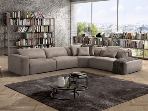 Угловой диван из микрофибры с электрическим движением