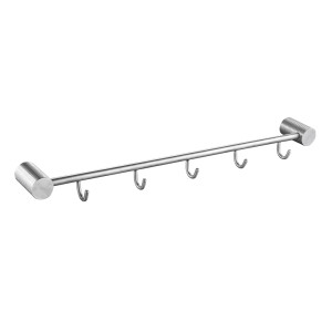 GFmark - Вешалка с пятью крючками прямая, из нержавеющей стали с резным креплением, код: 81206