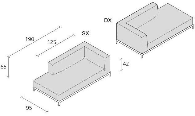 Alias Мягкая кушетка из ткани Aluzen soft P38 / p54 - Вид №3