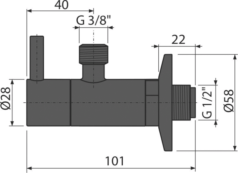 Угловой вентиль с фильтром 1/2"×3/8", черный-мат ALCAPLAST ARV001BLACK - Вид №1