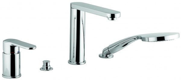 77120CR Emmevi Nefer, комплект смесителя на борт ванны на 4 отверстия с ручным душем, цвет хром