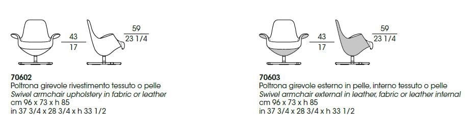 Тканевое вращающееся кресло с подлокотниками Giorgetti Tilt ARCH-00112505 - Вид №3