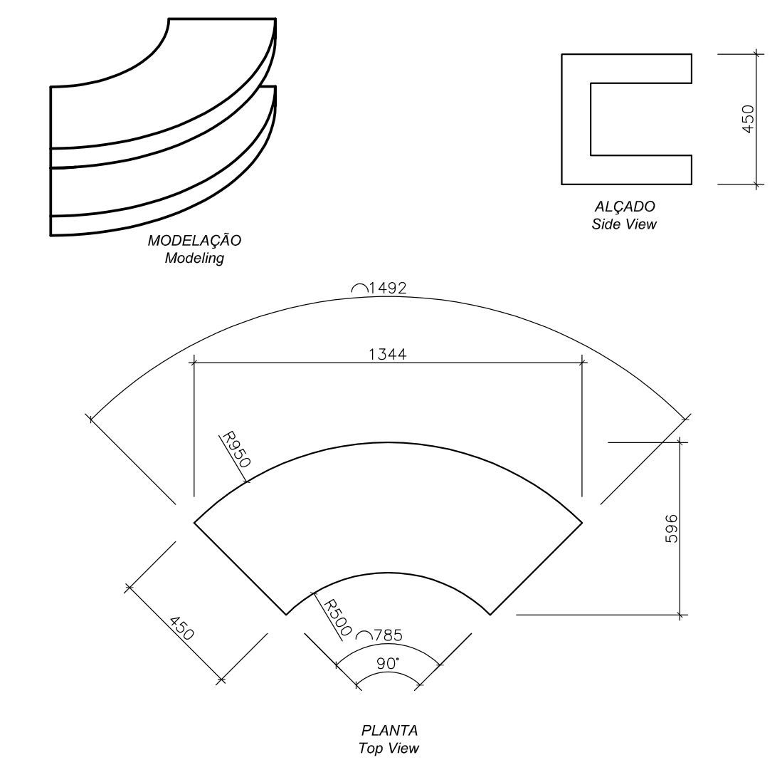Изогнутая бетонная скамья без спинки amop ARCH-00026461 - Вид №5